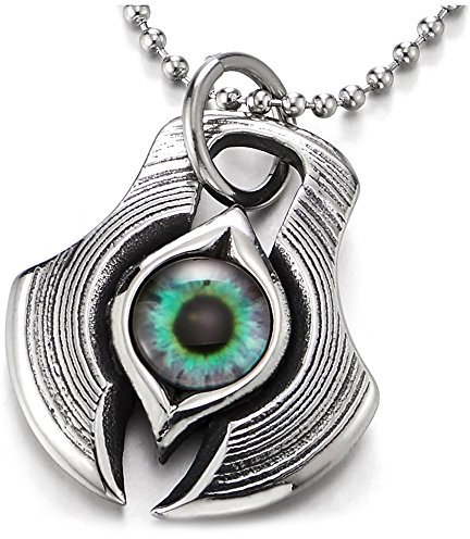 COOLSTEELANDBEYOND Bösen Blick Schutz Axt Dog Tag Anhänger für Herren - Edelstahl Halskette mit 75cm Stahl Kugelkette