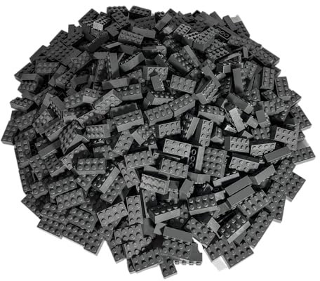 Lego® 3001 Dunkelgraue Steine – 100 Stück 2x4 Bausteine Classic Basic – Perfekte Ergänzung für Kreative Lego® Modelle und Bauprojekte