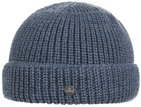 LIERYS Costa Dockermütze Herren Wintermütze aus Schurwolle Made in Germany Strickmütze mit Umschlag Dockercap Herbst Winter Denim One Size