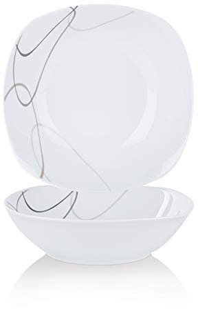 VEWEET 2-teiliges Porzellan Salatschalen-Set, 1050 ml (21,2 x 6 cm) – Ideal für Salat- und Suppenschalen, geeignet für Suppe, Salat, Reis, Müsli und mehr, perfekte Ergänzung zum Tafelservice 'NIKITA'