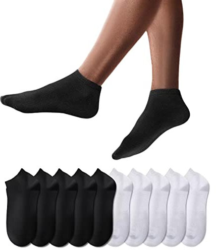YouShow Sneaker Socken Herren Damen 10 Paar Kurze Halbsocken Quarter Baumwolle Unisex (Schwarz und Weiß, 39-42)