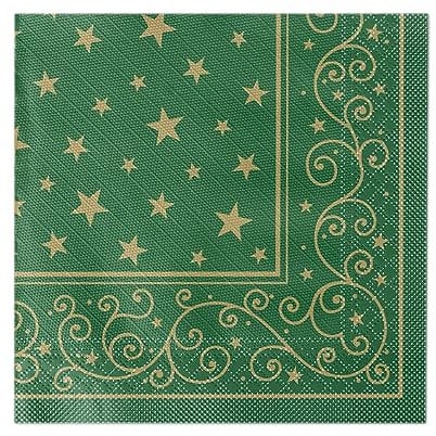 Sovie HORECA Serviette Liam in Grün aus Tissue Deluxe®, 4-lagig, Einweg Weihnachtsserviette, ideal für Advent Weihnachten X-Mas Weihnachtsfeiern, 40 x 40 cm, 50 Stück