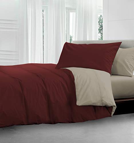HomeLife Winterdecke Einzelbett 180x250cm - Extra Warme Bettdecke Winter - Weiche Winterbettdecke aus 100% Polyester - Steppdecke für Allergiker - Waschmachinenfeste Schlafdecke - Bordeaux/Cream