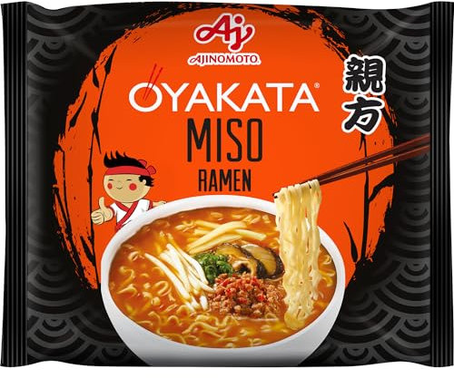 Ajinomoto, Oyakata Noodles Miso Ramen, Noodles Istantanei al Gusto di Miso, Pronti in 3-4 Minuti, Condimento a Base di Miso, Pollo, Maiale e Spezie Asiatiche, Snack o Pranzo Veloce, Confezione da 89 g
