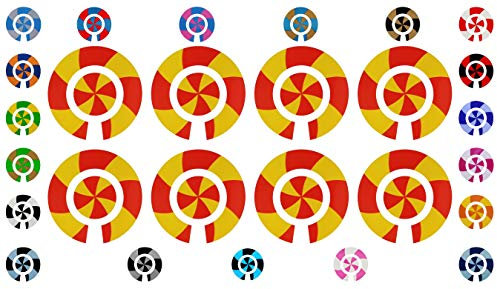 Acclaim Lawn Bowls Identification Stickers Markers 2 Full Sets Of 4 Self Adhesive Graduated Spiral (Red/Yellow)