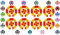 Acclaim Lawn Bowls Identification Stickers Markers 2 Full Sets Of 4 Self Adhesive Graduated Spiral (Red/Yellow)