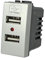 Módulo Cargador de Pared USB SANDASDON X2 2 Puertos USB 5V 2,1A Compatible Bticino Living (Plata)