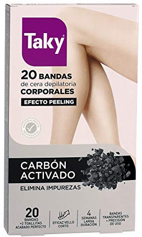 TAKY bandas de cera depilatorias corporales con carbón caja 20 uds