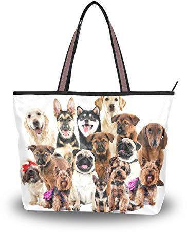 MyDaily Damen Tote Schultertasche Cute Dogs Handtasche, mehrfarbig, Large