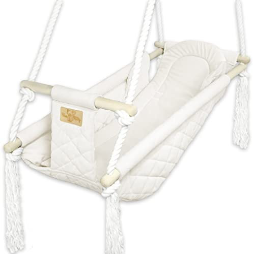 BlueKitty Wiege; Schaukel; Liegestuhl für Kinder; Babyschaukel; Kinderschaukel mit Kissen; Schaukel für Haus und Garten; Babyschaukel, Stoffschaukel, Kleinkindschaukel, Holzschaukel