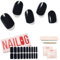 Nailog UV Gel Nagelfolie - Nagelfolie uv härtend 20 Stück - Vegan langanhaltend - Nagelsticker selbstklebend Gel Strips für Maniküre in Salonqualität, Noir