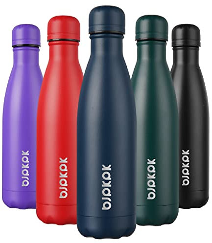 BJPKPK Insulated Water Bottles -17oz/500ml -Stainless Steel Water bottles, Sports water bottles Keep cold for 24 Hours and hot for 12 Hours, water bottles for travel,Navy blue
