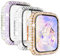 KADES 3-Pack Screen Protector Compatible with Apple Watch 40mm,Women Crystal Diamond Tempered Glass Protective Case for iWatch SE Series 6 5 4, Rose Gold/Iridescent/Clear