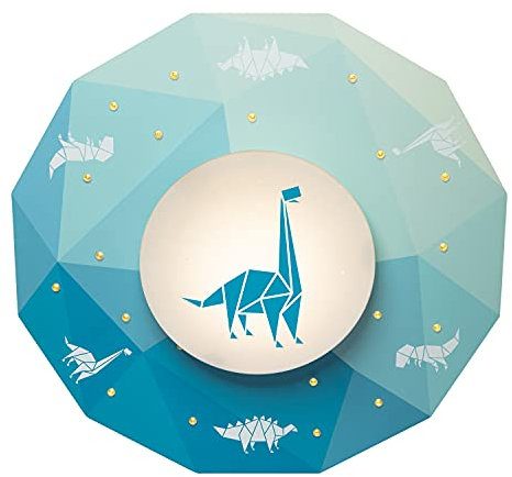 Elobra Kinderzimmerlampe Lampe für Kinder, Dino, Dinopoly, Dinosaurier Lampe Deckenleuchte Deckenlampe Wandlampe Kinderzimmer Babyzimmer LED, blau Deckenleuchte Dinopoly blau