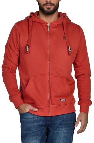 riverso Sweatjacke Herren mit Kapuze Reißverschluss Regular Fit RIVNoah Kapuzenjacke Hoodie Kapuzenpullover Rot XL, Größe:XL, Farbe:Rusty Ochre Red (15400)