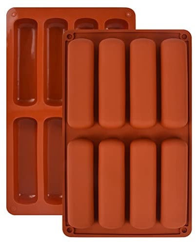 2Pcs Moules en Silicone pour Barres à Céréales, Barres Energétiques Rectangulaires 8 Cavités Moule Anti-adhésif pour Barres de Céréales, Muffins, Chocolat, Pain au Fromage, Barre au Chocolat