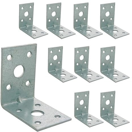 OMIDEAS 10 x Squadretta di Giunzione Angolare ( 50 x 50 x 35 x 2 ) Squadretta Rinforzata Zincate