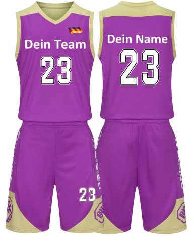 Benutzerdefiniert Basketball Trikot Kinder Herren Set mit Namen Nummer Team Logo 2-Piece Basketball Jersey Shirt & Short Violett