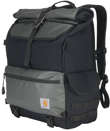 Carhartt Nylon-Rolltop, strapazierfähiger, wasserabweisender Rucksack, Schwarz, One Size, Nylon-Rucksack mit Roll-Top, strapazierfähig, wasserabweisend