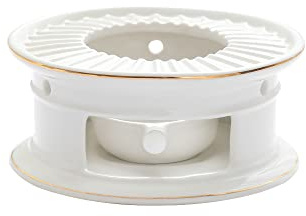 CHENP.HMC Teapot Warmer, Ceramic Tea Warmer with Tealight Holder(White)