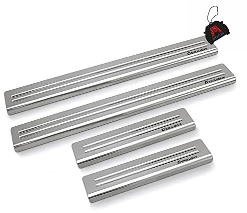 Brillance Baguettes de seuil en acier inoxydable pour Citroen C4 Picasso II 2013-2018 5 -porte. Confort de conduite accru grâce aux plaques de seuil résistantes aux acides - Protection contre les ray