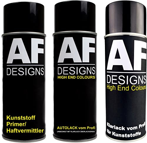 Kunststoff Spraydosen-Set für BMW 364 TOPASBLAU | Autolack-Kunststoff-Spraydosen-Set mit Basislack, Kunststoffklarlack und Kunststoffhaftvermittler, jeweils 400 ml.