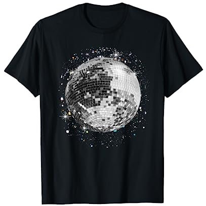 Noir et Blanc Disco Ball Club Retro T-Shirt