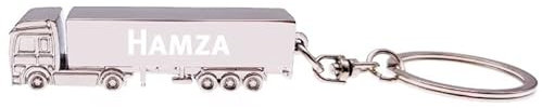LKW-Schlüsselanhänger mit Namen - Silber - Hamza, silberfarben