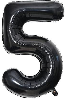 101,6 cm große riesige Zahlenballons (Schwarz, Zahl 5)