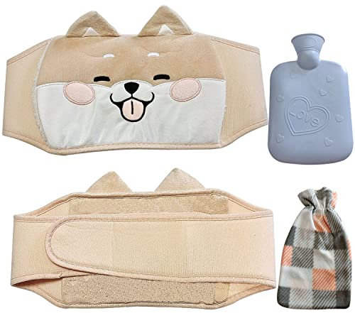 Bouillotte Ceinture, Bouillotte Eau Chaude, Bouillotte Avec Housse en Peluche Douce, Bouteille en Caoutchouc, Sac d'Eau Chaude 1L, Pour Soulager la Douleur de L'arthrite, Maux de Tête, Rose