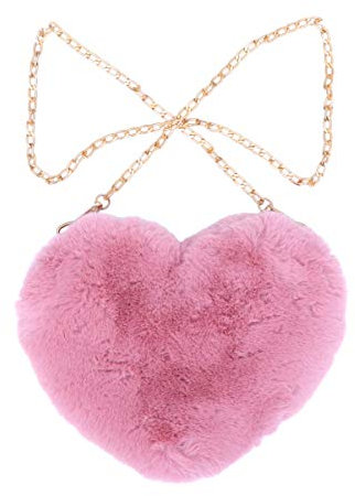 TENDYCOCO 1stück Damen Plüsch Herzform Umhängetasche Mit Kette Rote Schultertasche Für Frauen Stylische Crossbody Tasche Für Party Einkaufen Und Reisen Tragbare Damen Handtasche