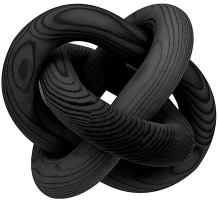 HAN-LBG 3-link Wood Knot Decor, 6 IN Wooden Chain Link Decoration Object Decorative Wood Knot Ornament for Farmhouse Living Room Bedroom Coffee Table Entryway Rustic Tray Shelf