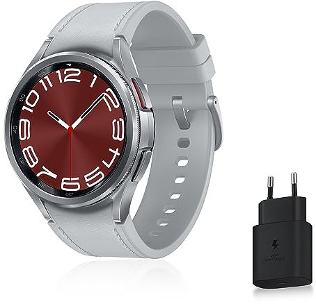 Samsung Galaxy Watch6 Classic Montre Connectée avec Chargeur, Suivi de Santé, Suivi Sportif, Charge rapide, Bluetooth, 47mm, Argent, Exclusivité Amazon Version FR