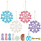 INFUNLY 4 Set DIY Makramee-Schneeflocken-Set Boho-Weihnachtsblumen-Makramee-Ornamente Makramee-Wandbehang Winter-Makramee-Schneeflocken-Aufhänger Für Weihnachten Zuhause Geburtstag Hochzeit Party