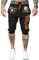 L.gonline Shorts Bermuda | Trainingshose kurz | Baumwolle | Sporthose mit Bündchen | Enger Beinabschluss | Marine 3646 (Schwarz Orange, XXL-Slim)