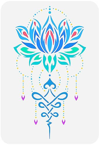 FINGERINSPIRE Fleur de Lotus Pochoir 21x29.7 cm Réutilisable Fleur de Lotus Mandala Tatoo Dessin Modèle DIY Artisanat Fleurs Pochoir pour Peinture Sur Bois Mur Tissu Toile Meubles
