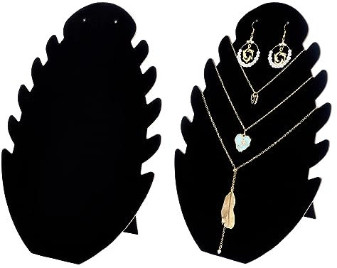 FINGERINSPIRE 2 Stück Schwarzer Samt Schmuck Halsketten Ohrring Ausstellungsständer 26.7 cm Hoch 3D Büste Mannequin Modell Halskettenhalter Schmuck Organizer Schmuckanhänger Aufbewahrungsregal