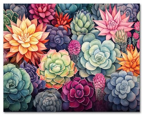 TISHIRON Malen nach Zahlen Erwachsene Abstrakte Sukkulente Erwachsene Malen nach Zahlen Kits Botanische Pflanze DIY Öl Malen nach Zahlen mit Pinseln Blumenkunst Basteln 40 x 50 cm(rahmenlos)