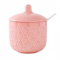 Dowbom Zuccheriera in porcellana tinta unita, per bar, zuccheriera con coperchio e cucchiaio (rosa, 10 once), DB-TG-013