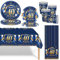 Navy Blue Gold 40th Birthday Party Tableware Set,69pcs 40th Birthday Dinnerware Navy Blue Party Paper Plates Cups Napkins and Tablecloth for Women Men 40 Years Old Birthday Gifts Party Supplies