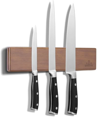 ENOKING 26cm Magnetleiste Messer Selbstklebend, Messer Magnetleiste mit Extra Starkem Magnet, Messerhalter Magnetisch aus Akazienholz, Magnet Messerhalter für Messer und Küchenutensilien
