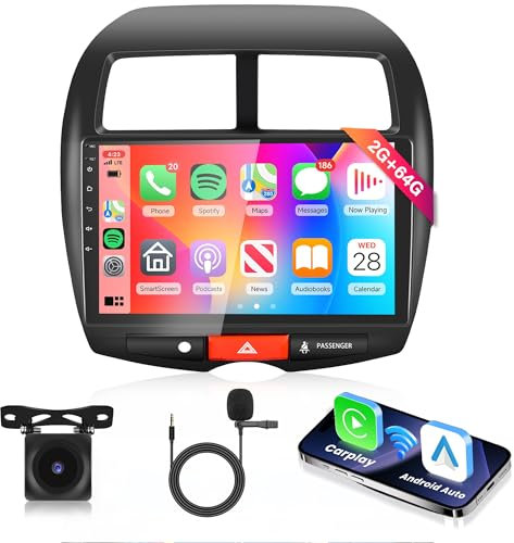 2G+64G Wireless Carplay Android 13 Radio de Coche para Mitsubishi ASX 1/Citroen C4/Peugeot 4008 10.1 Pulgadas Radio con Android Auto Navi GPS WiFi Mirror Link Bluetooth FM/RDS/DAB/SWC Rear View Camera