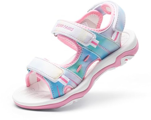 DREAM PAIRS Mädchen Jungen Unsex Sandalen Kinder Sommer Sportsandalen Sommerschuhe Mode Turnschuhe Offenen Sportliche Sandalen,Size 25,Regenbogen/Rosa-Pu,170891_K