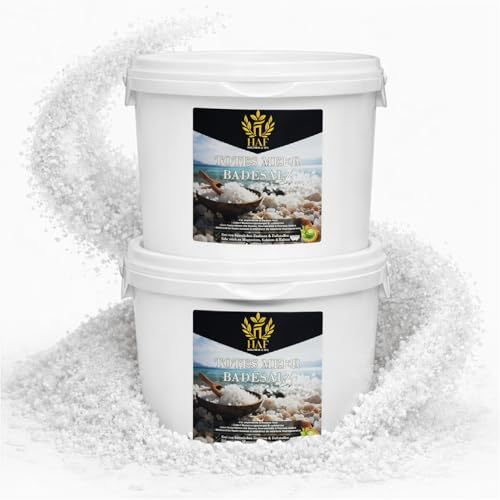 HAF – Premium Totes Meer Badesalz aus Jordanien (2 x 5 kg Eimer) – Naturreines Meersalz grob für Wellness & Stressabbau – Mineralsalz zum Baden & zur Körperpflege bei Neurodermitis
