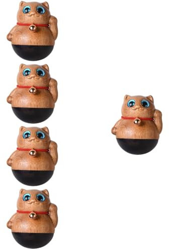 PRETYZOOM 5St Glückskatze Holzschnitzerei Katze-Statue-Ornament wackelnde Spielzeuge Tumbler Spielzeug Ornament Glückskatze Tumbler Kinderspielzeug Katzenspielzeug Katzenbecher-Modell