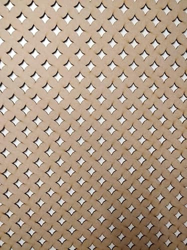 Wooden mesh laser cut in 6mm thick mdf decorative panel for radiator covers, partition walls and home made cabinets (various sizes) Stellar pattern (ST2). Made in the UK (Unprimed, 1200mm x 620mm)