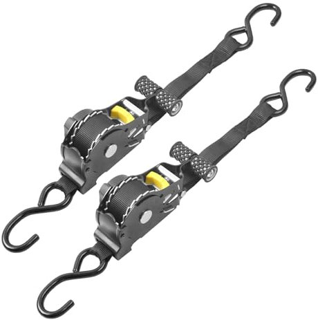 MIRTHBUY Lot de 2 sangles à cliquet rétractables automatiques - 3,3 m x 25 mm - Force de serrage 680 kg - Pour sécuriser des objets pendant le transport