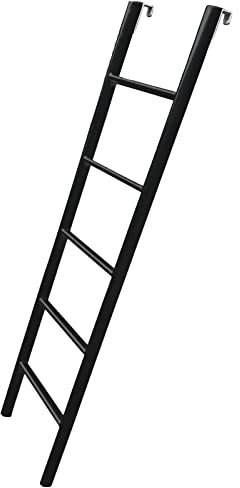 LSBBTBYA Scala a soppalco per Letto a Castello Nera con Supporto da Pavimento e Ganci, Scala per Letto in Metallo per Camper, Scala per Letto rialzata per Camera da Letto per Bambini/dormit