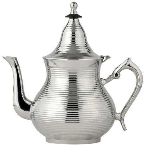 Marrakech - Tetera decorativa oriental con filtro (750 ml, 21 cm, para té de menta marroquí), color plateado