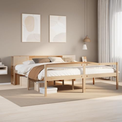 vidaXL Bookcase Bed without Mattress, Bed Base for Bedroom, Mattress Foundation for Double Bed, Modern Style, 180x200 cm Super King Solid Wood Pine
